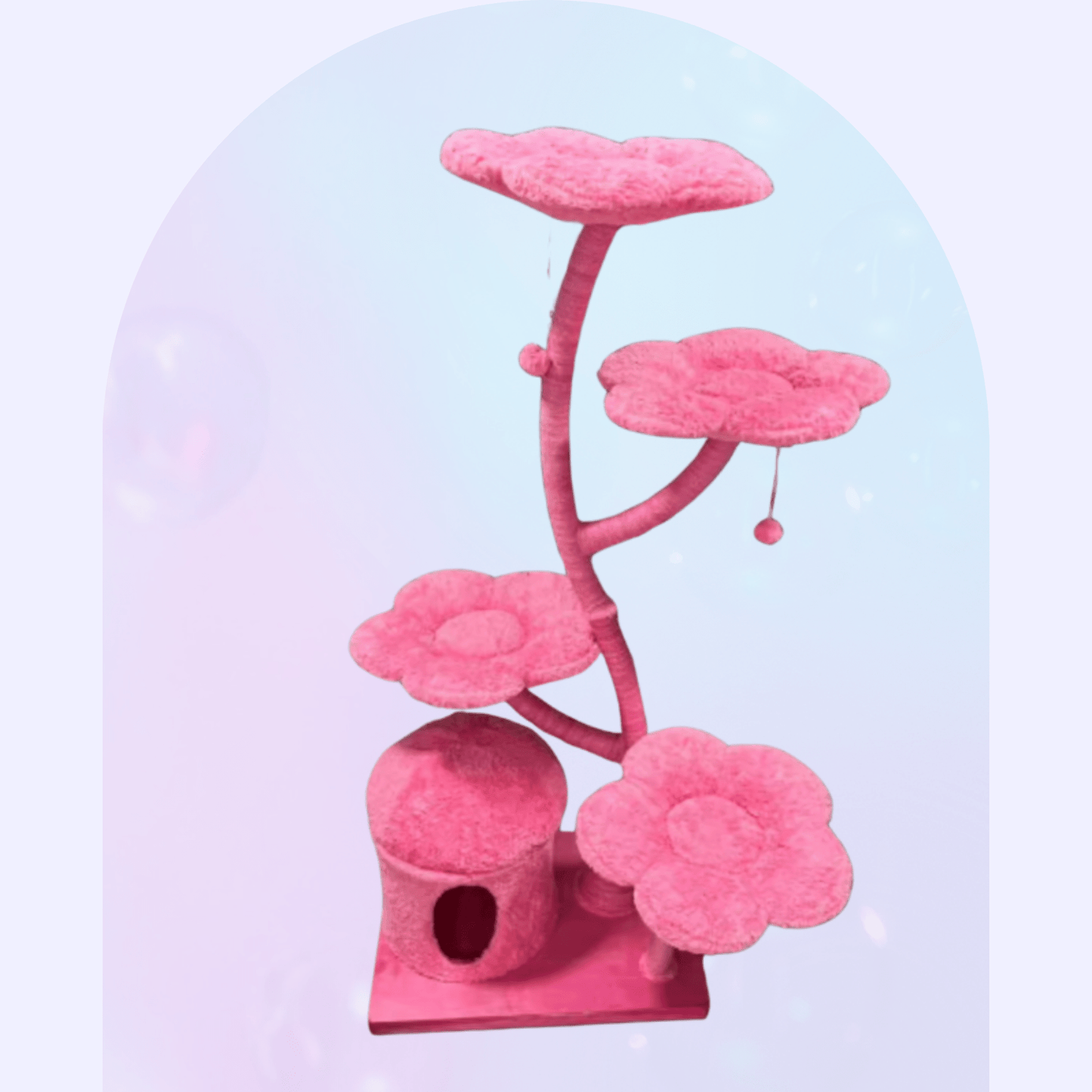 Stylish medium pink Flower Cat Tree for cats