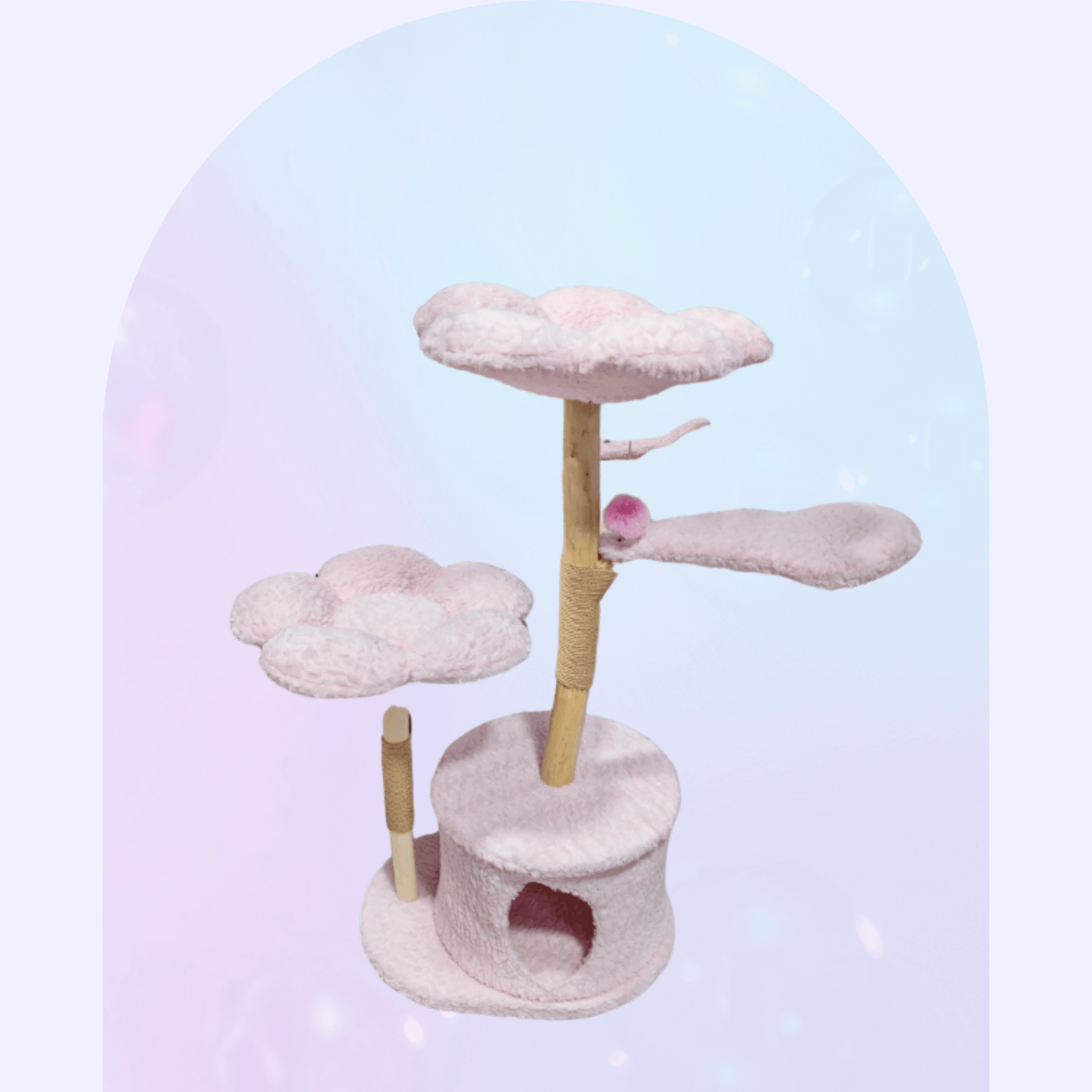 Luxury pink flower cat tree for large cats