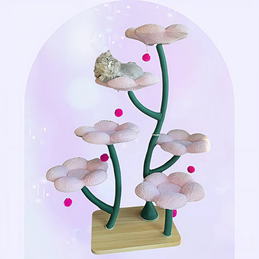 Elysian Pink and Green Flower Cat Tree - Meowera
