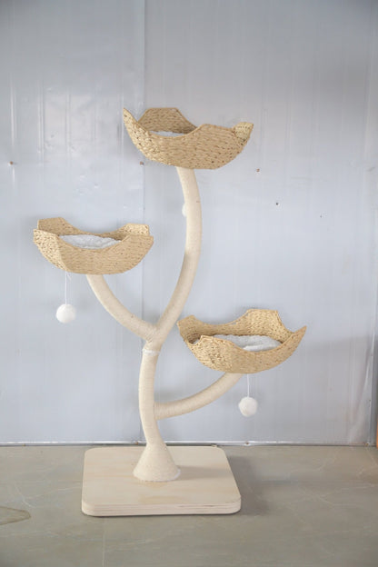 Lunar Nest White Cat Tree Basket - Meowera