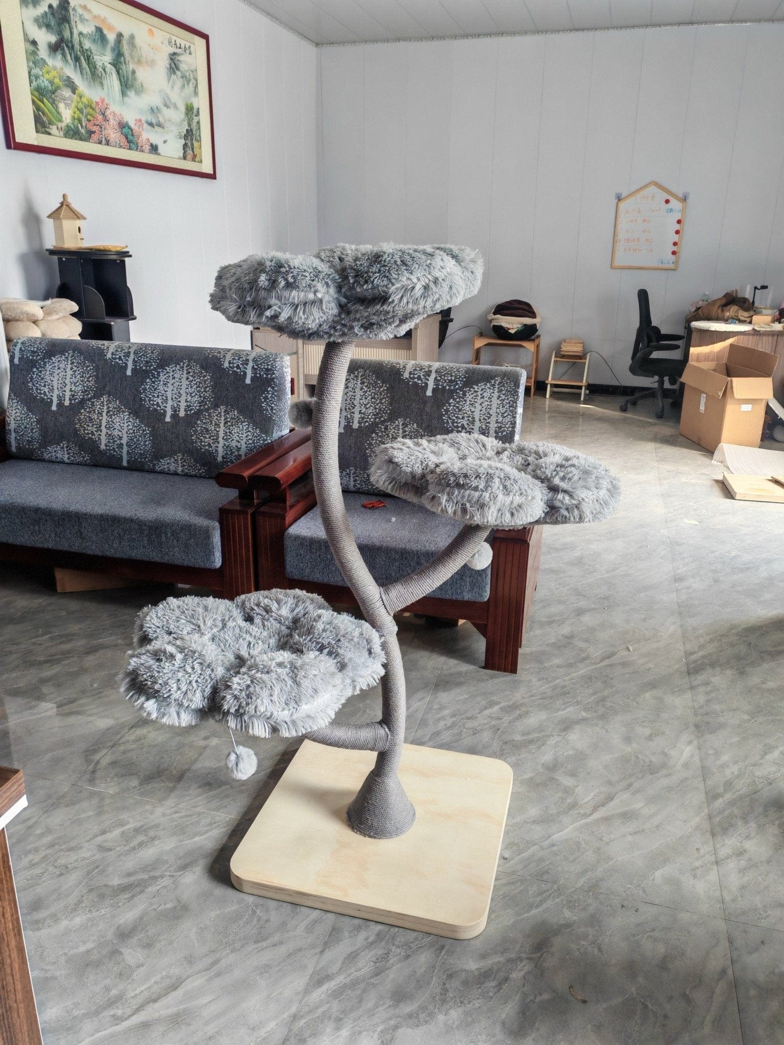Meowera Cat trees Nebula Grey Floral Cat Tree