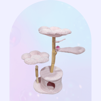 Luxury pink flower cat tree for large cats