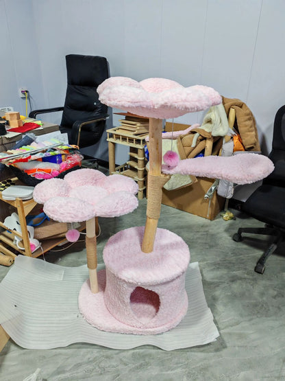 Unique Flower Cat Tree with cozy platforms.